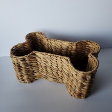 Woven Bone Dog Toy Basket Organizer Storage Decor Boho Pet
