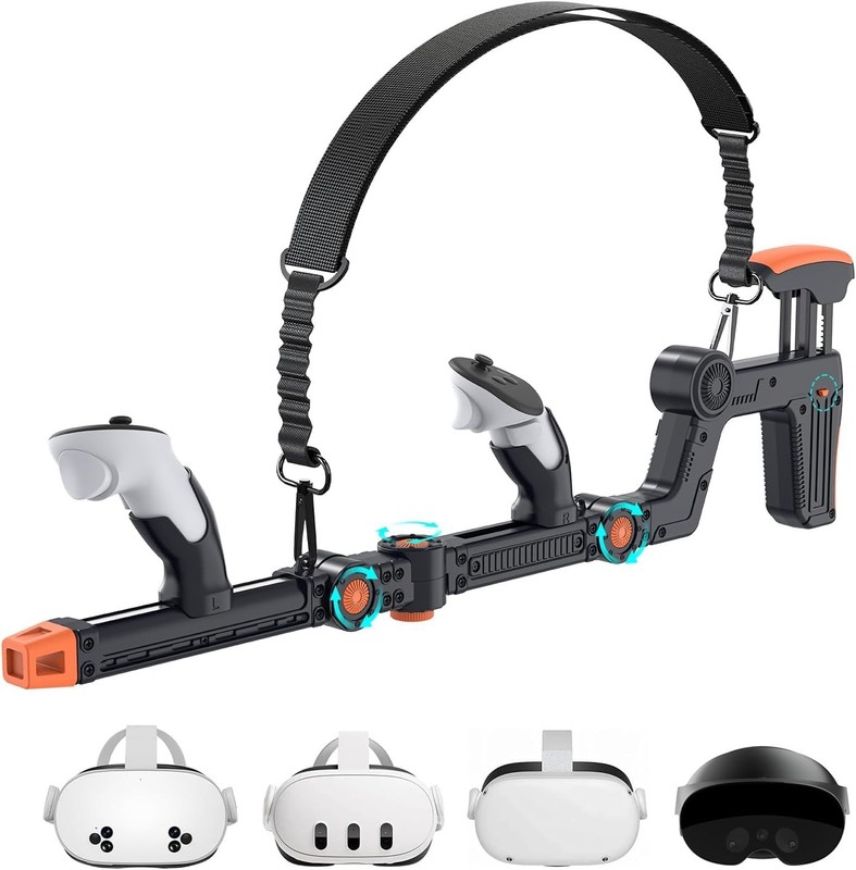 VR Gun Stock Magnetic Controller Mount for Meta Quest 2 3 3S Pro Adjustable Rail