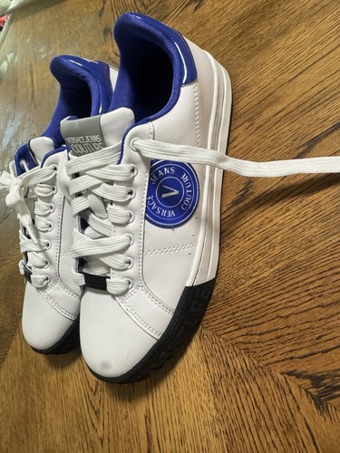 Size 8 - VERSACE JEANS COUTURE Sneakers Shoes White Blue (N9) - Picture 4 of 12