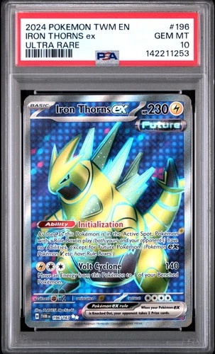 2024 POKEMON TWM EN-TWILIGHT MASQUERADE ULTRA RARE #196 IRON THORNS EX PSA 10