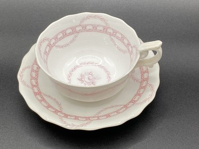 Antike Tasse & Untertasse - Spode Pink & White Floral ''Stuart'' Muster Stonier & Co.