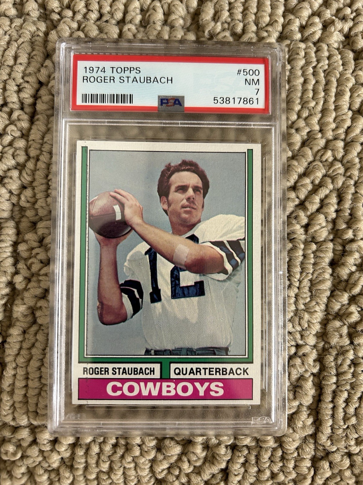 1974 Topps Football #500 Roger Staubach Graded PSA 7 NM HOF Dallas Cowboys