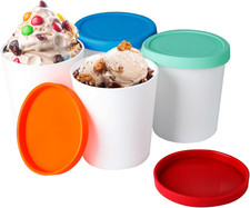 Ice Cream Containers for Homemade 4 Pack - 1 Quart Each , Reusable PP Plastic I