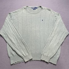 Polo Ralph Lauren Sweater Mens XL Green Cotton Crewneck Pullover Ribbed Knit