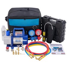 Dumos Ac Vacuum Pump Kit R134a Leak Detector Gauge Set Refrigerant Recovery