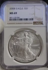 2008 US Silver Eagle $1 NGC MS69