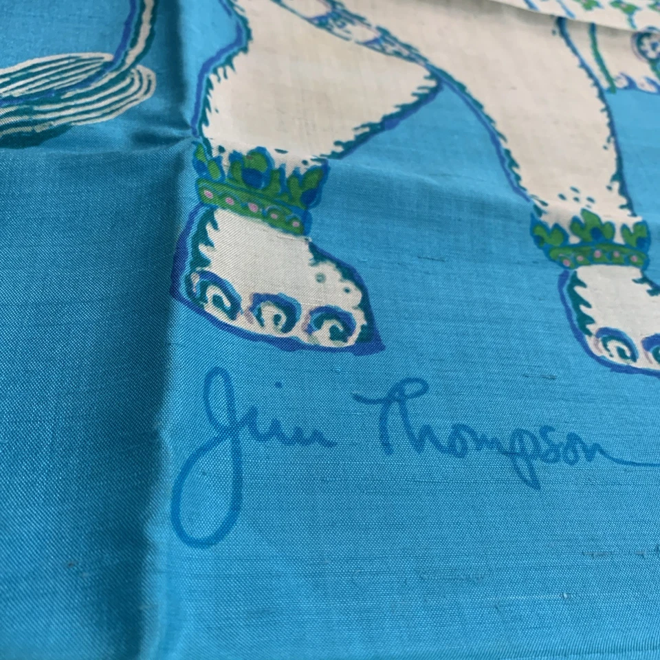 Bufanda vintage Jim Thompson bufanda animal de seda 34x36 cuadrada elefante de seda tailandés Foto 2 de 4