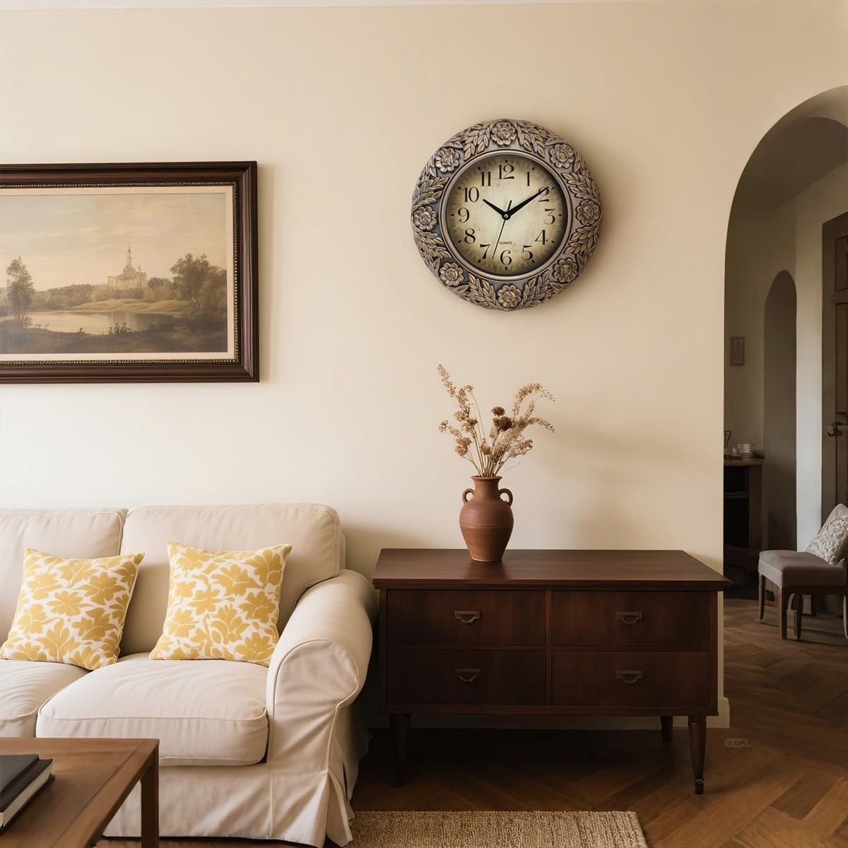 13 Inch Vintage Wall Clock, Silent Decorative Wall Clocks, Non