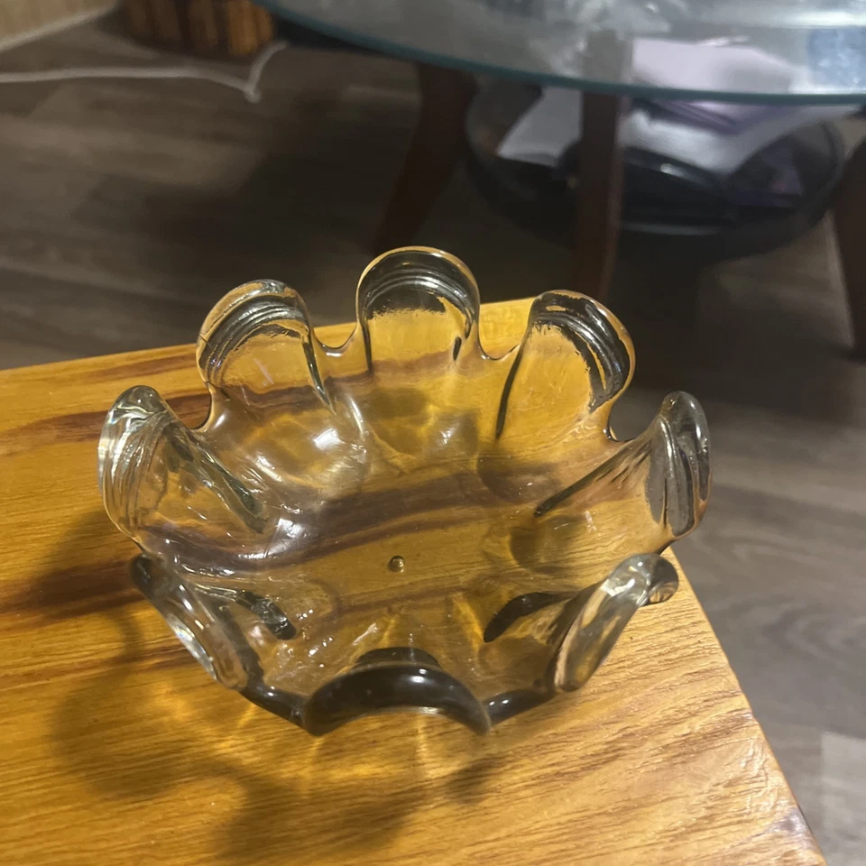 PartyLite 透明玻璃装饰碗 (3) 手帕或荷叶边设计 — 第 3/4 张图片