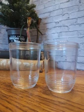 2 Vintage Kerr Jelly Glass Jars Rippled Bottoms Rings Around Bottom Kerr 102