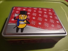 Mr. Peanut Planters Red Christmas Snowflake Holiday Tin 6" x 8" (#67)