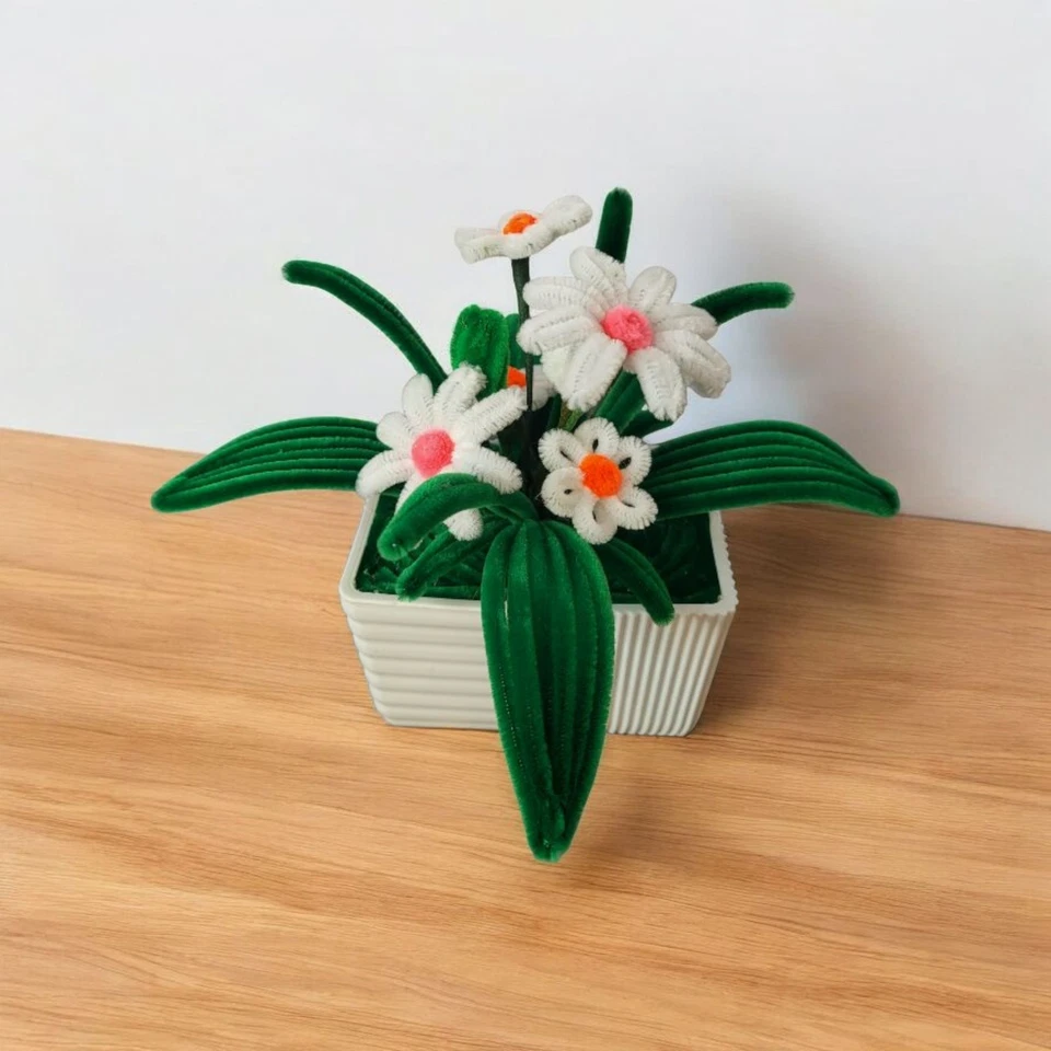 Samt Draht Gänseblümchen Blumen mit ABS Vase - Bild 2 von 4