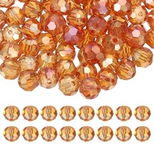 8mm Round Crystal Beads, 100 Pcs Glass Faceted Ball Bead, Burgundy
