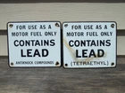 2 Vintage Porcelain Gas Pump Contains Lead Sign Tetraethyl Antiknock 7 X 6" FREE