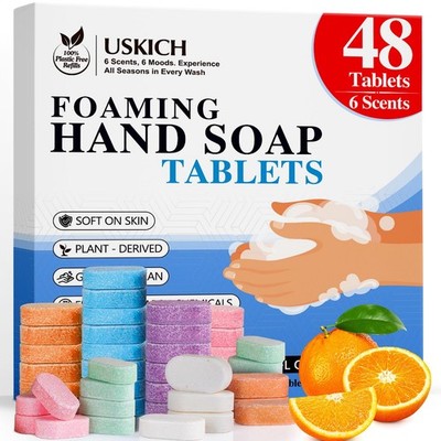 USKICH 48 Pack Foaming Hand Soap Tablet - Eco Friendly 1 Count (Pack of 48)