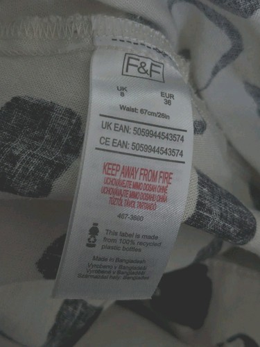 F&F Ivory & Black Linen Blend Skirt. Size 8 UK. Excellent Condition. - Picture 4 of 5