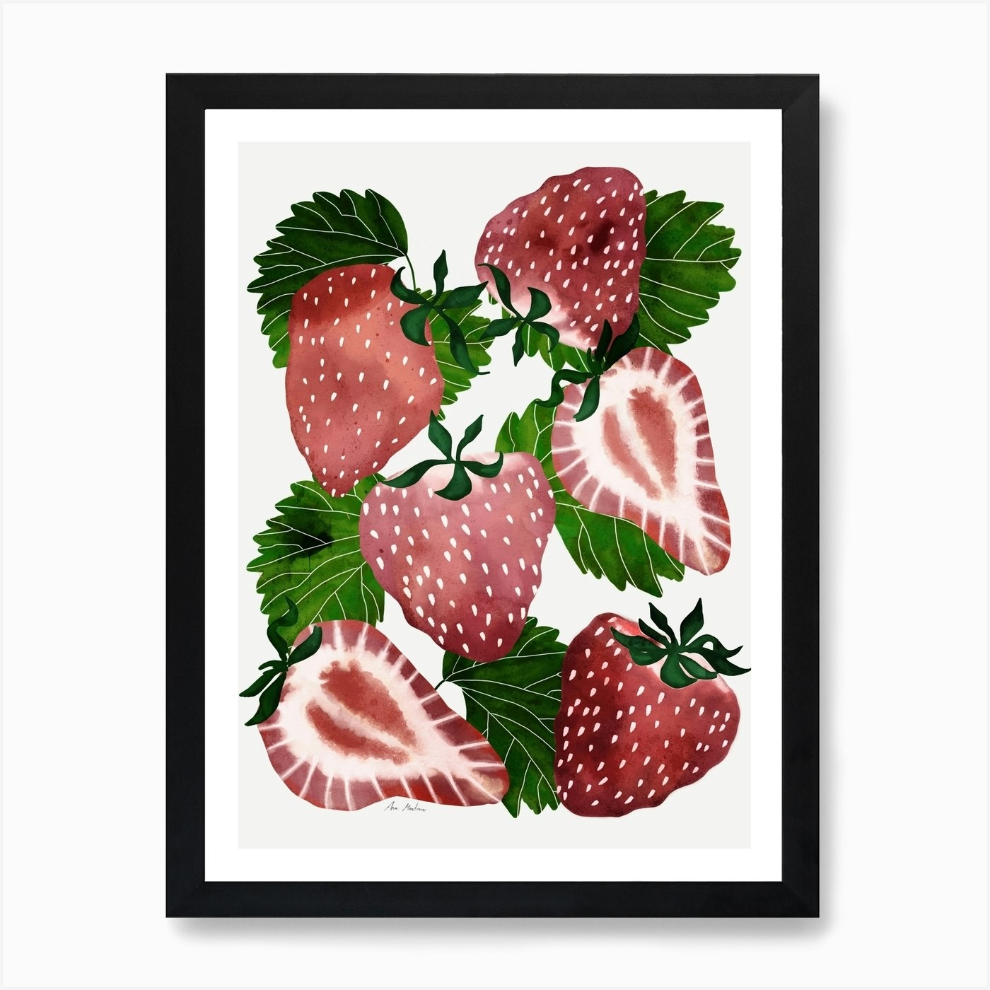 Strawberries Art Print Framed Wall Art Poster Canvas Print Picture