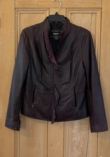 DKNY Womens Ruffle-Front Lambskin Bordeaux Le...