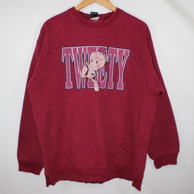 Looney Tunes Tweety Sweatshirt Erwachsene XL Burgundy Faded Graphic Print 1998