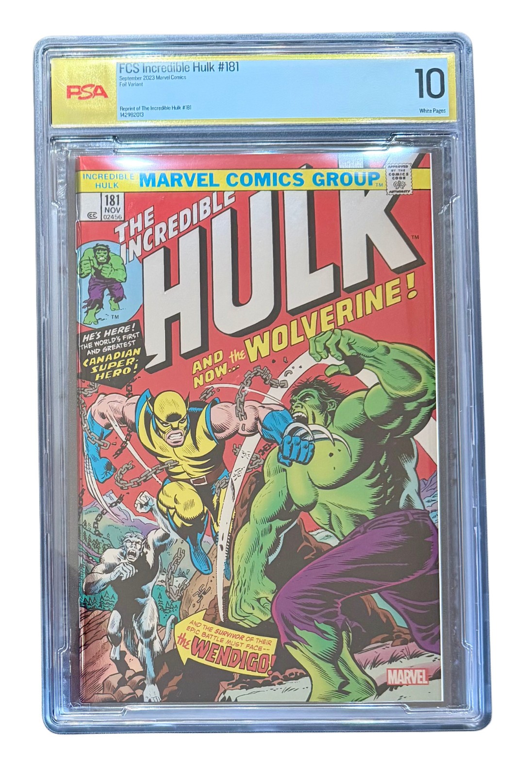 Incredible Hulk #181 PSA 10 2023 Facsimile Foil Cover Hulk Wolverine Wendigo