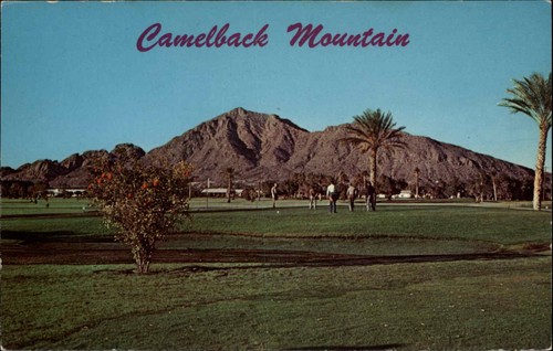 Phoenix Arizona AZ Camelback Mountain Golf Course 1950s-60s Vintage Postcard - Picture 1 of 2