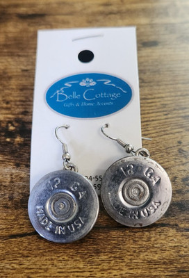 12 ga Shotgun Shell  Earrings Silver Tone Lizzy J