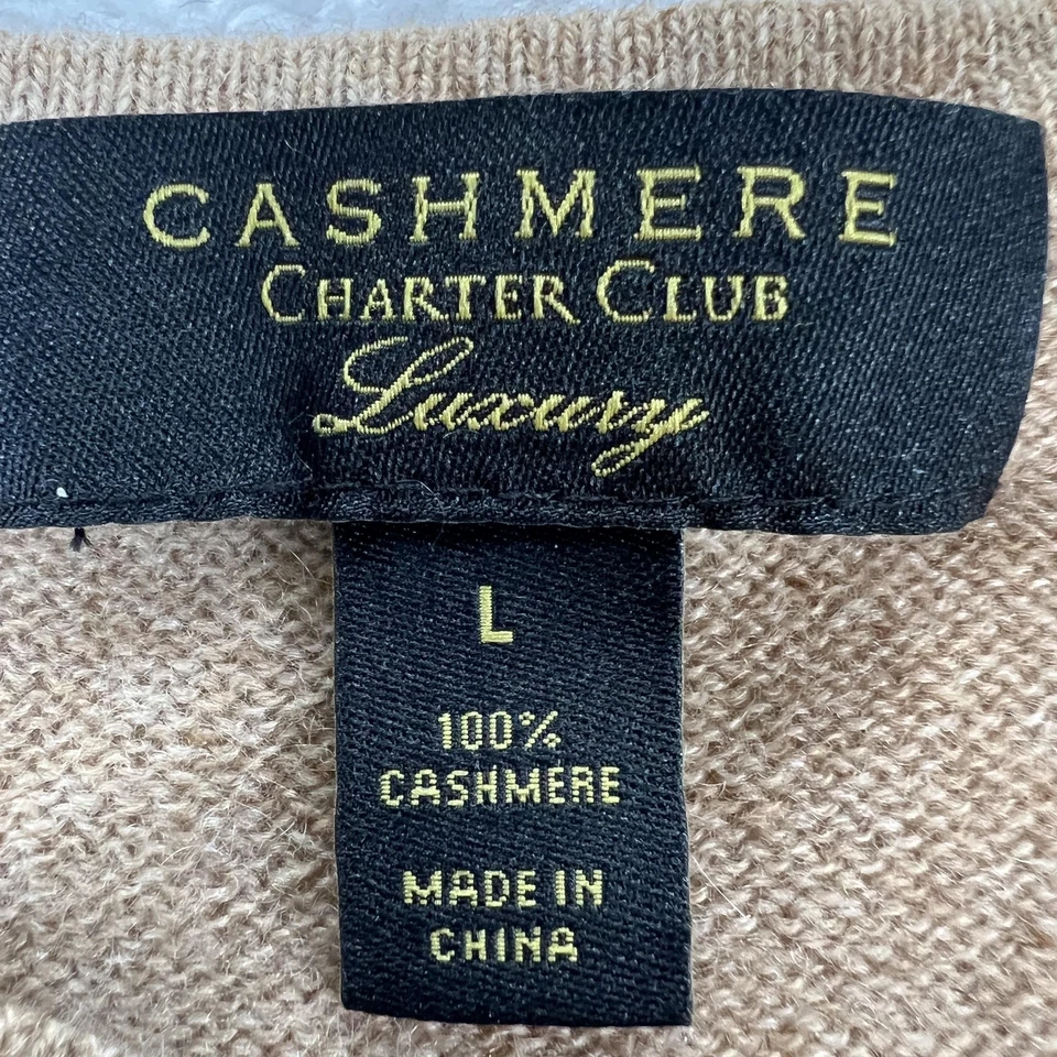 Мужской кашемировый пуловер Charter Club свитер размер L коричневый роскошный классический джемпер - Изображение 3 из 4