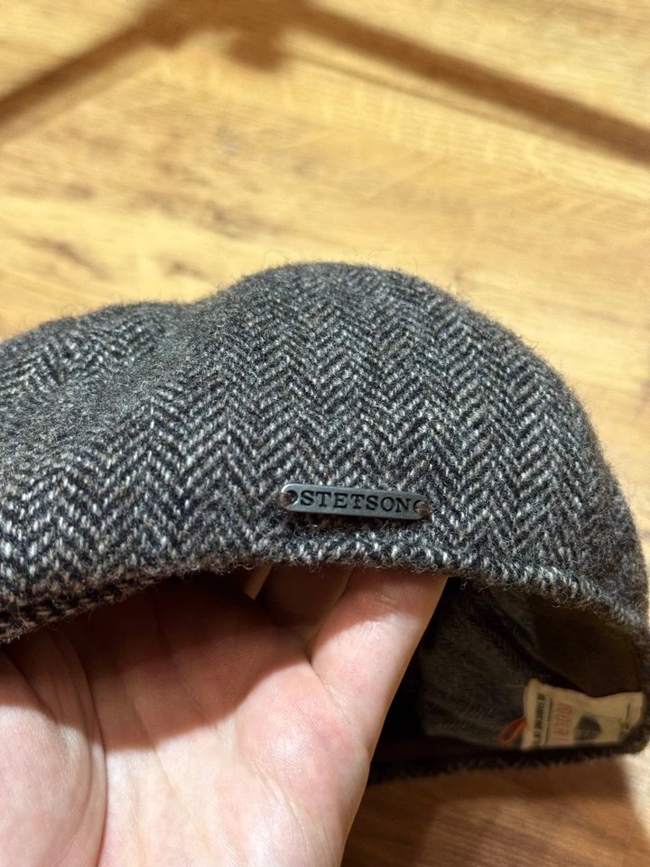 Gorra plana Stetson espiga gris tweed Woolrich 100 % lana hecha en EE. UU. OS Foto 2 de 4
