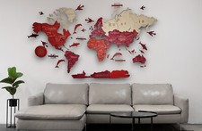 3D wooden map with the names of countries
