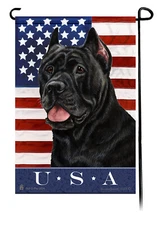 Patriotic USA Garden Flag - Black Cane Corso 032