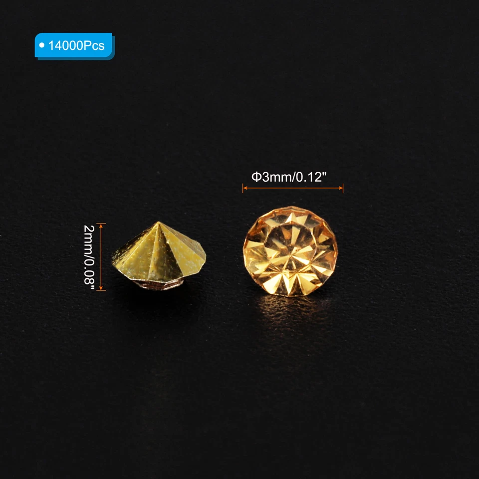 14000 piezas acrílico mesa boda diamantes 3 mm cristales gemas oro Foto 2 de 4