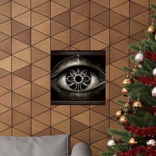 Matte Square Poster Wall Art Art Deco Nouveau Iris Void Trippy Eye Eyeball Black - Picture 5 of 50