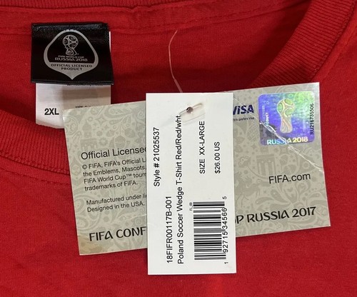 FIFA World Cup Poland Soccer Wedge T-Shirt Russia 2018 2XL XXL - Picture 2 of 6