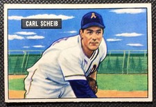 1951 Bowman Baseball #83 Carl Scheib EX Athletics