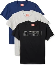 Flying Ace Men's 3 Pack Jersey Crew Neck T-Shirt Large Grey Heather/Navy/Black