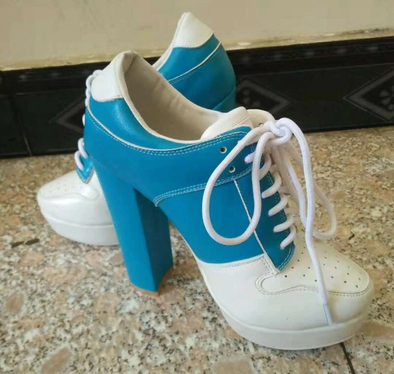 Mujer Plataforma Zapatilla Baja Parte Superior Con Cordones Bloque Tacón Alto Botines Zapatos Foto 2 de 4