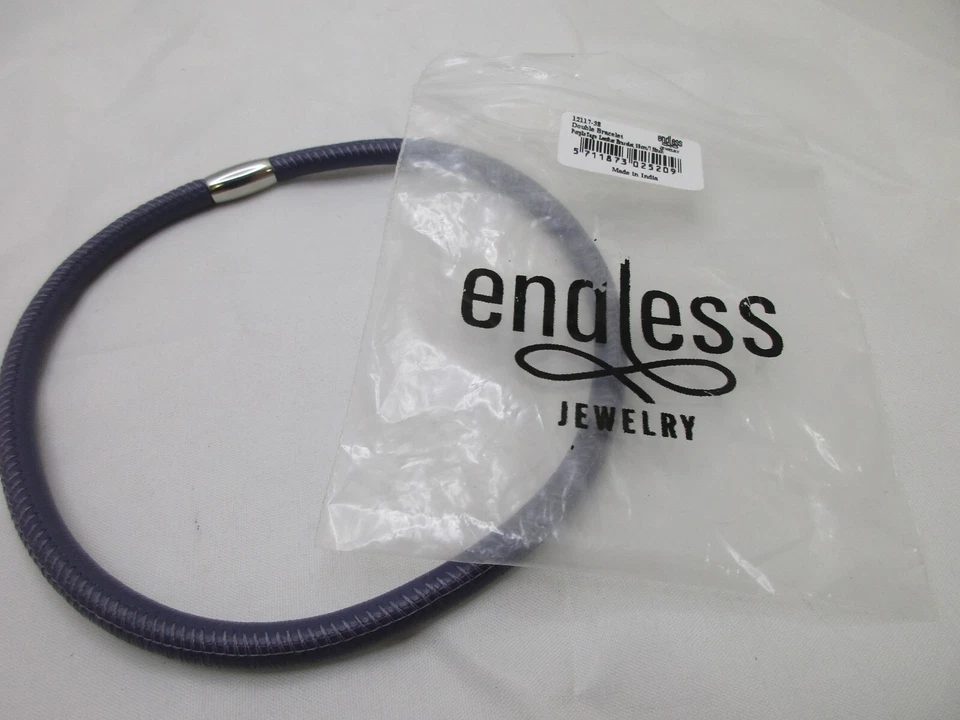Pulsera de cuero sin fin doble envoltura 7,5" púrpura salvia cierre magnético Foto 4 de 4