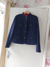 Boden Wool Military Blazer Jacket Pockets Single Breasted Blue Size 16 Vgc