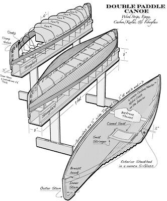 redwood cedar strip canoe double padle canoe PLANS eBay