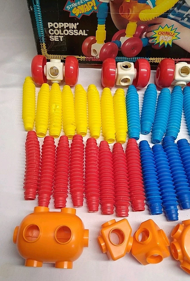 Vintage Popoid 43 Pcs TOMY 1985 80s Construction Interlocking Toy 5203 Fun W Box - Image 2 of 4