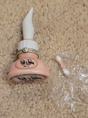 ''Pink 'n Pretty'' Retro Nail Enamel with Cotton Swab Porcelain Hinged Trinket Box