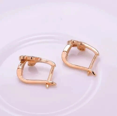 1.40 Ct Round Cut White lab created Huggie Hoop Earrings 14K Rose Gold Plated - Picture 2 of 4