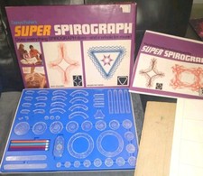 SUPER SPIROGRAPH - DENYS FISHER - 1970s near complete +Book Pens Board Paper pin