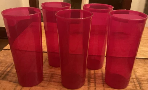 NEW Tupperware Tumblers Bordeaux WINE RED 16oz Set Of 5