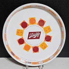 Schlitz Litho Tin Metal Beer Tray MCM 1968 Barware 13" Malt Liquor Vintage 60's