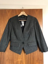 Express Womens Cropped Blazer Grey Preppy Uk8 Bnwt Rrp $128