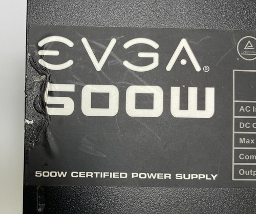 EVGA 500W ATX 80 Plus Black ATX Power Supply Unit - 100-W1-0500 - Cosmetic Fault - Picture 4 of 5