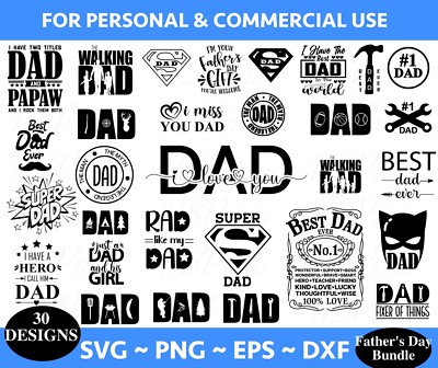 30 Father's Day SVG Bundle, Dad SVG, Best Dad SVG, Whiskey Label, Daddy Svg