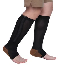 Zipper Compression Socks Copper Support Graduated Stockings Women Mens 20-30mmHg