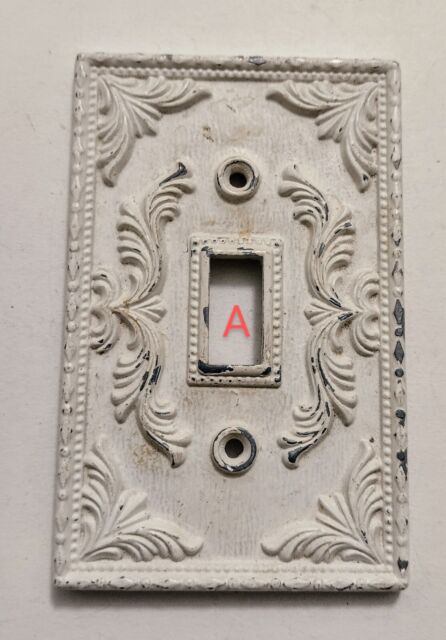 Vintage Cast Metal White Light Switch Plate by The Buckler's 5th Ave 1-Gang